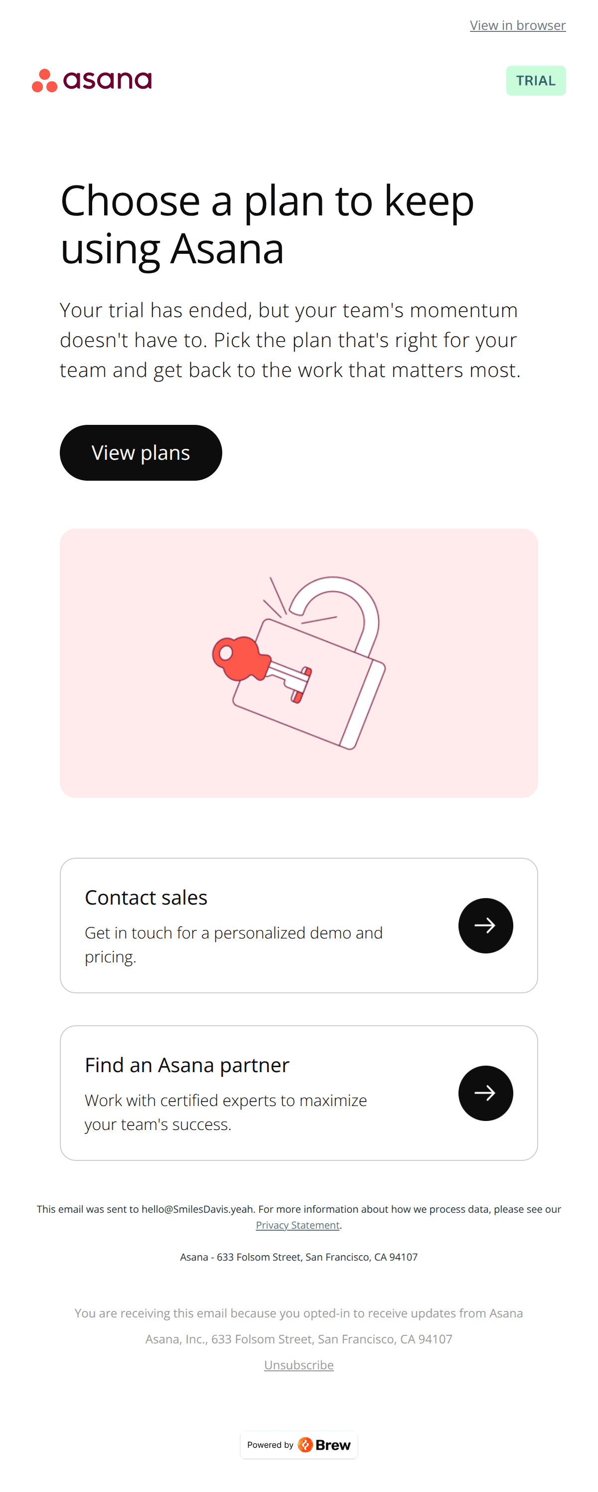 free trial or trial design by Asana